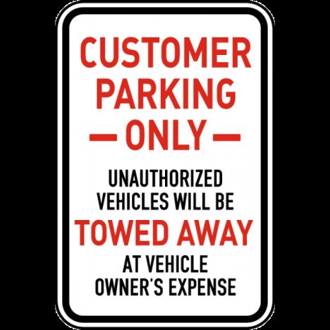 Customer Parking Only Signs