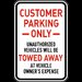 Customer Parking Only Signs